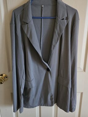 Gray Women's Blazer Jacket - Classic Single-Button